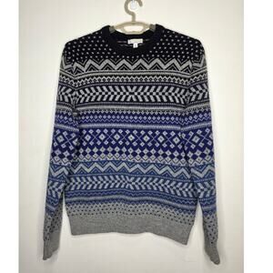 Gap lambs wool grey blue long sleeve crew neck sweater - small